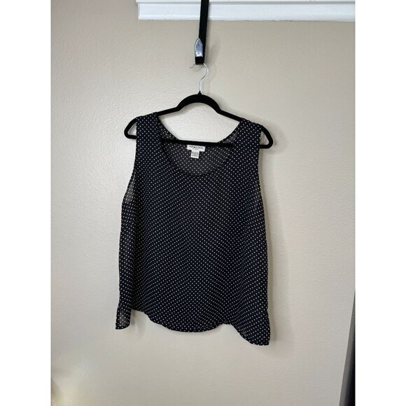 Notations Women's Black Sleeveless Blouse Size 1X‎ polka dot pull on polyester - Picture 1 of 6